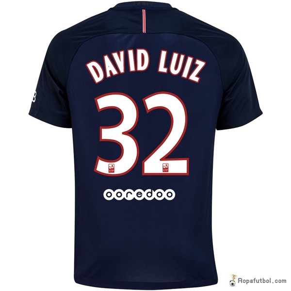 Camiseta Paris Saint Germain Replica Primera Ropa David Luiz 2016/17 Azul